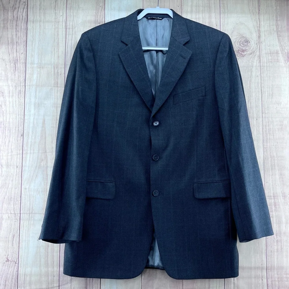 Jack Victor Loro Piana Zelander Wool Blazer 42L Grey Purple Pinstripe Sport Coat